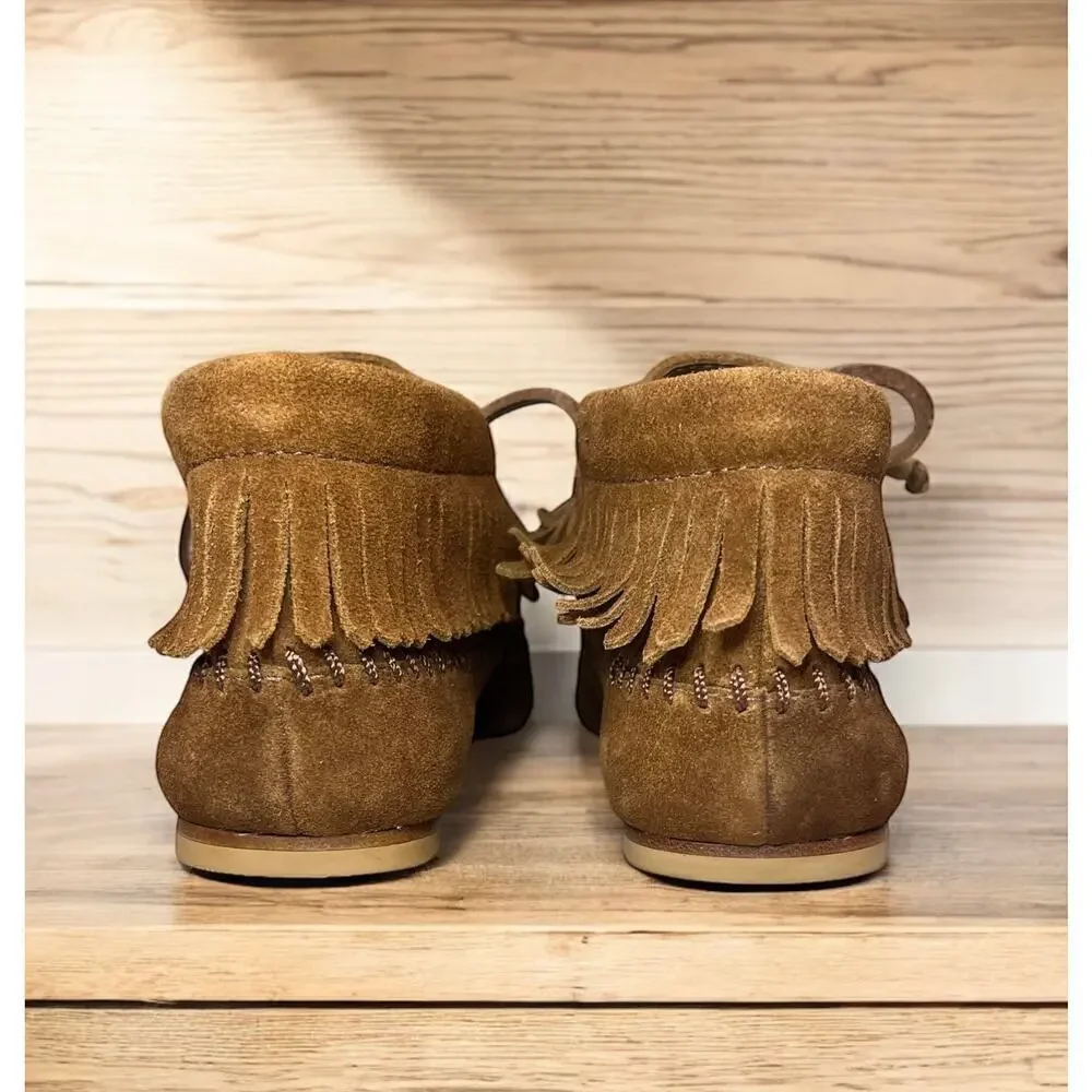 Tory Burch Huntington Beaded Embroidered Fringe Booties Size 6M